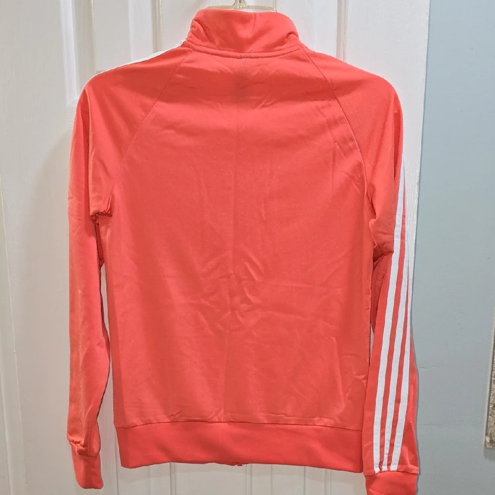 Adidas Pink/Coral Zip-Up Jacket with White Stripes Woman's Size XS - Picture 13 of 13